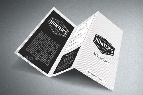 高端极简的A4尺寸三折页食物菜单设计PSD模板素材 Minimal A4 Trifold Menu – 2 Versions [psd]