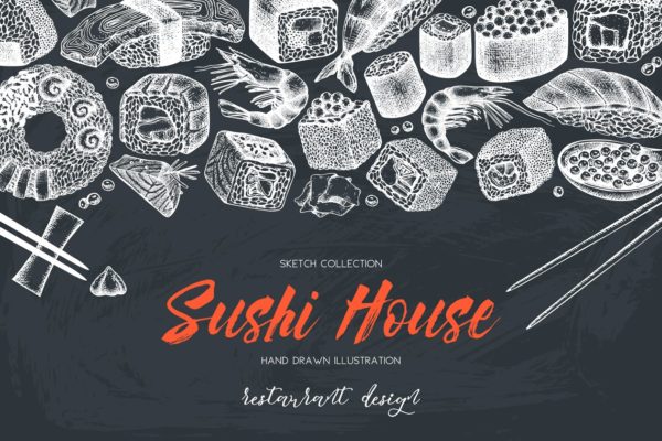 寿司&海鲜矢量插画素材 Vector Sushi & Seafood Set