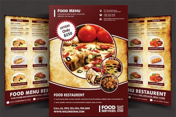 西式快餐食品外卖菜单传单模板 Food Menu