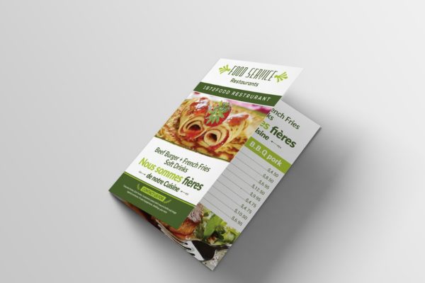 双折页西式快餐餐厅食品菜单设计PSD模板素材 Bi-fold Restaurant Food Menu