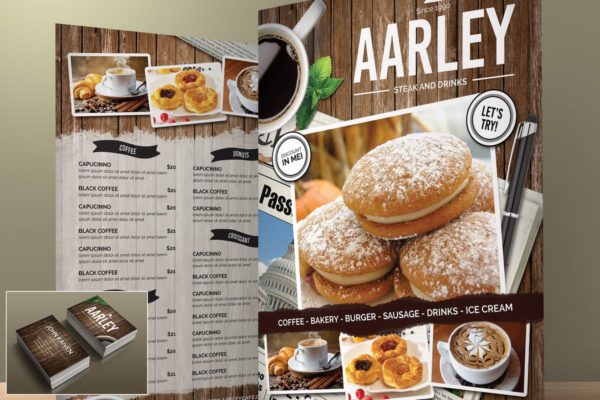 经典高档咖啡厅面包店菜单PSD模板设计素材 Cafe Menu