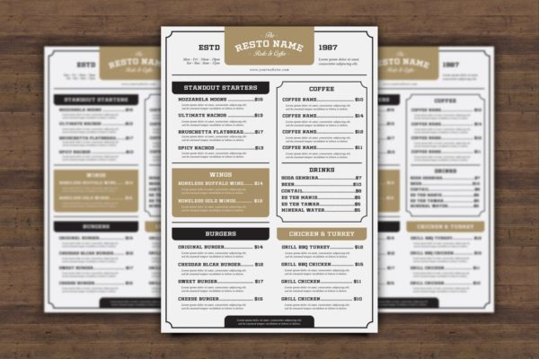 经典意大利西餐厅菜单PSD模板设计素材 Classic Resto Menu