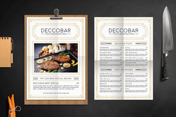 简约设计风格西餐厅菜单设计PSD模板素材 Food Menu