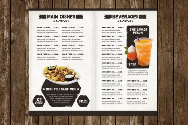 意大利餐厅西式餐厅食品菜单设计PSD模板素材 The Ristorante Food Menu Illustrator Template