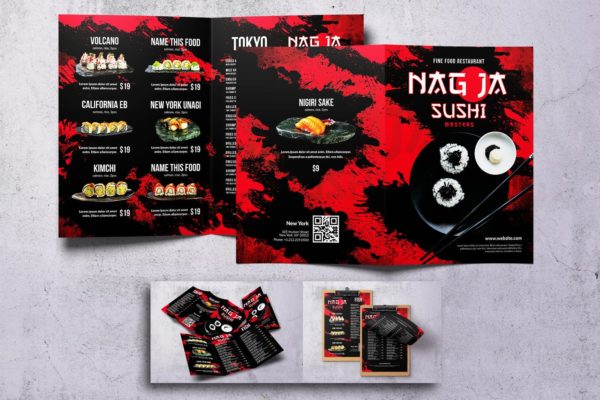 名古屋寿司日式料理菜单设计PSD模板素材汇总 Nagoya Sushi Japanese Food Menu Bundle