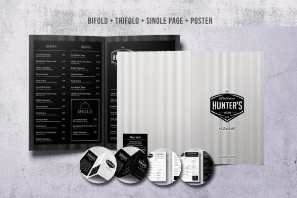 极简主义优雅西餐厅菜单设计PSD模板素材套装 Minimal Elegant Menu Big Bundle