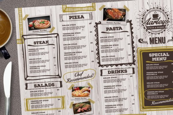 高档咖啡厅菜单设计PSD模板素材 Cafe Menu Board