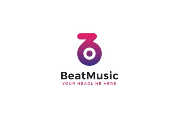 创意字母Logo设计模板精选系列之字母B音乐主题 Beat Music B Letter Logo Template