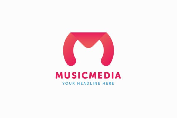 创意字母Logo设计模板精选系列之字母M-音乐主题Logo设计模板精选 Music Media M Letter Logo Template