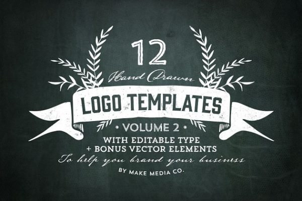 手绘Logo设计模板精选+Logo设计元素 Hand Drawn Logos + Elements Vol. 2