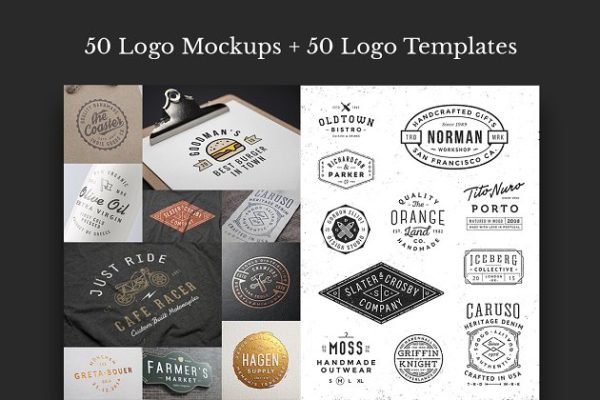 50+ Logo样机&模板汇总[2.32GB] 50 Logo Mock-ups + 50 Logo Templates