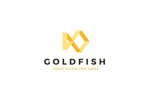 金色的鱼图形Logo设计模板精选 Gold Fish Logo Template