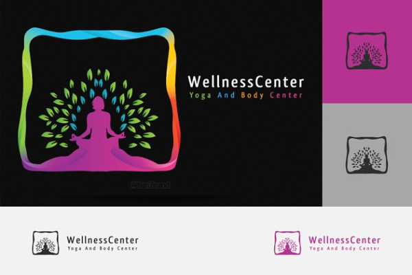 瑜伽培训机构Logo设计模板精选 Yoga Wellness Logo
