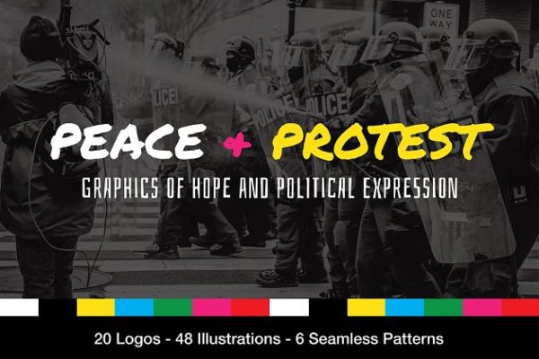 “爱与和平”主题Logo设计模板精选+插画素材 Political Protest Logos and Graphics