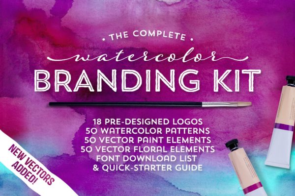 品牌设计水彩设计元素汇总 The Watercolor Branding Kit