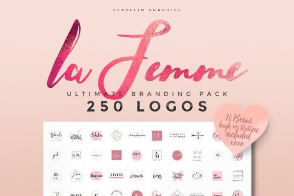 250个女性风格品牌Logo设计模板精选 250 Feminine Logos Pack