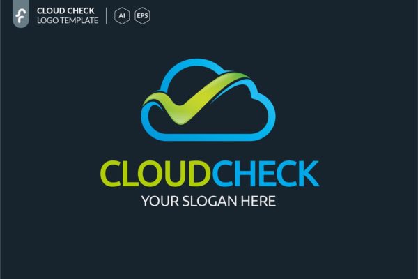云计算云监控服务Logo设计模板精选 Cloud Check Logo