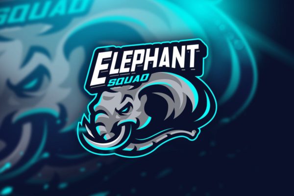 球队团队形象Logo设计模板精选 Elephant Squad – Mascot & Esport logo