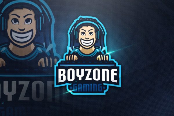 男生游戏卡通形象Logo设计模板精选 Boyzone Gaming – Mascot Logo