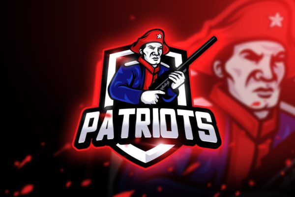 爱国者卡通形象电子竞技游戏战队队徽Logo设计模板精选 Patriots Gaming – Mascot & Esport Logo