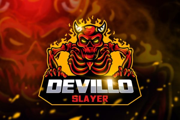 魔鬼杀手游戏战队队徽Logo设计模板 Devillo Slayer – Mascot & Esport Logo