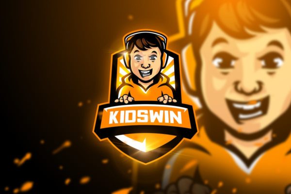手绘儿童卡通形象游戏主题Logo设计模板精选 Kidswin – Mascot & Esport Logo