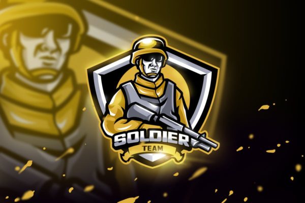 卡通士兵形象电子竞技战队队徽Logo设计模板精选 Soldier Team – Mascot & Esport Logo