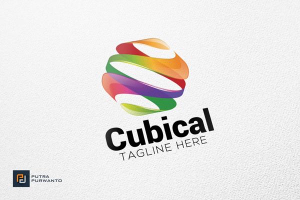 多彩丝带立方体图形Logo设计模板 Cubical – Logo Template