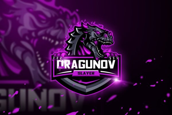 德拉古诺夫杀手电子竞技游戏战队队徽Logo设计模板精选 Dragunov Slayer – Mascot & Esport Logo