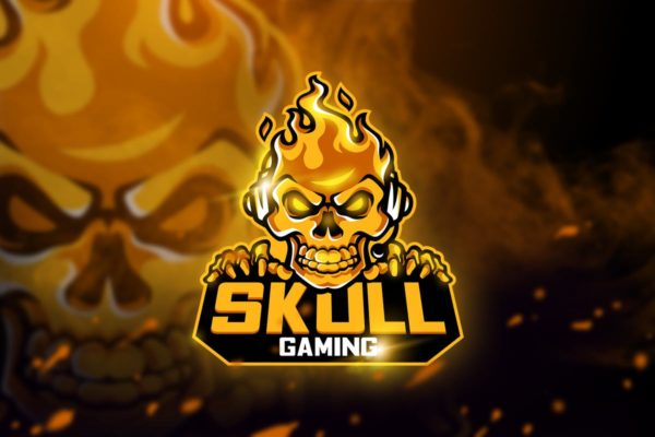 烈火骷髅游戏竞技战队队徽Logo设计模板精选 Skull Gaming – Mascot & Esport logo