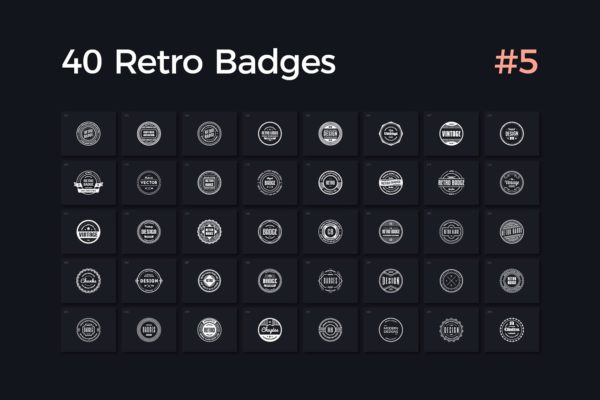 40枚复古徽章Logo设计模板精选 Vol. 5 40 Retro Badges Vol. 5