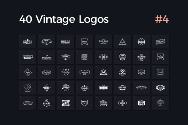 40个复古风格Logo标志设计模板汇总v4 40 Vintage Logos Vol. 4