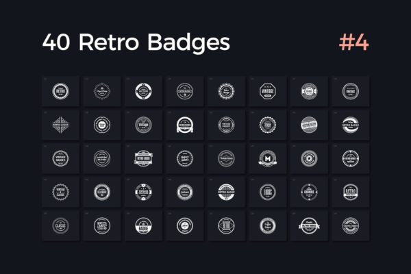 40款圆形复古徽章模板 Vol. 4 40 Retro Badges Vol. 4