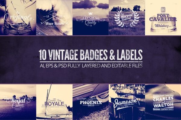 复古徽章标签Logo设计模板精选V.1 Vintage Labels & Badges Vol.1