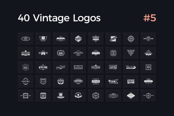 40个多用途复古徽章Logo设计模板精选V.5 40 Vintage Logos Vol. 5