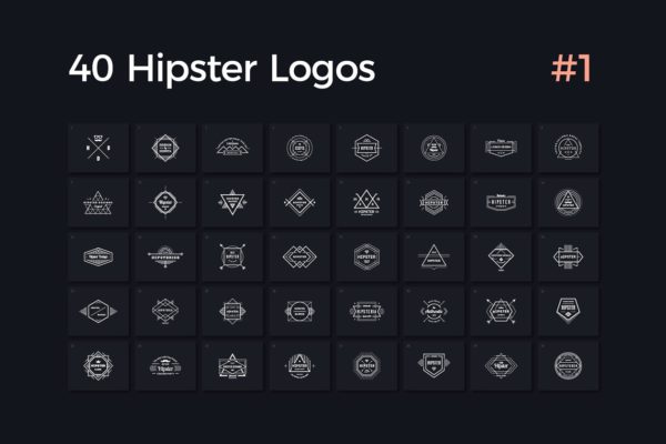 40个复古时尚潮人徽标模板V.1 40 Hipster Logos Vol. 1