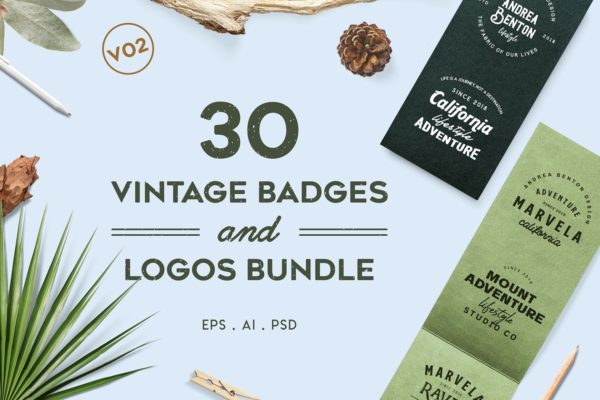 复古设计风格徽章&品牌Logo设计模板集v2 Vintage Badges and Logos Bundle V02