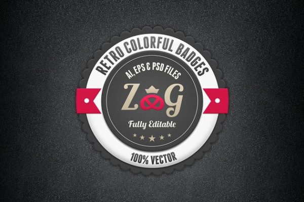 复古多彩徽章设计模板 Retro Colorful Badges