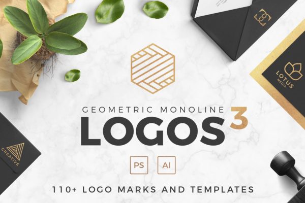 单线几何图形Logo设计元素＆预制Logo制作模板 Logos and Marks – volume 03