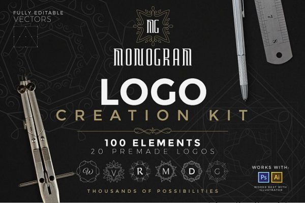 商标Logo设计素材工具包 Logo Creation Kit – Monogram Edition