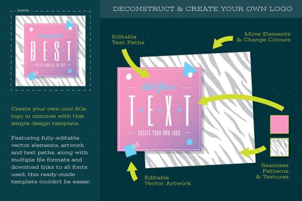 复刻80年代设计风格Logo设计模板精选 Editable 80s Inspired Logo Template