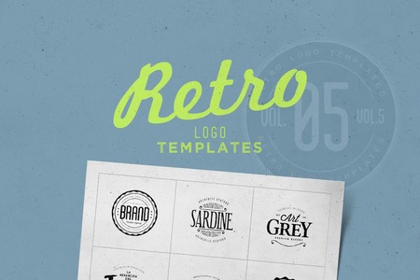 创意复古品牌标志英文Logo设计模板精选 Retro Logo Templates V.05