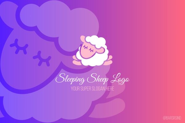 儿童主题品牌熟睡的绵羊图形Logo设计模板精选 Sleeping Sheep Logotype
