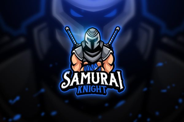 双刀骑士电子竞技队徽Logo设计模板精选 Samurai Knight – Mascot & Esport Logo