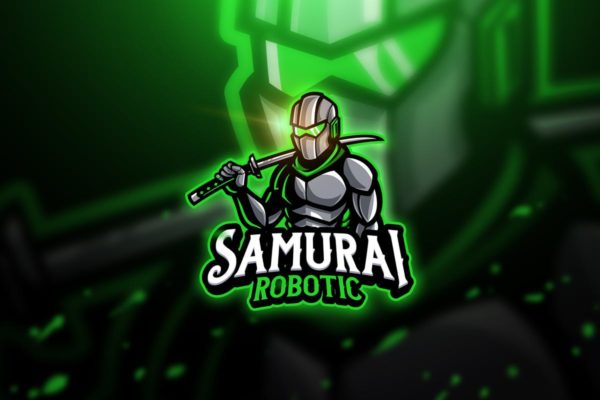 机器人武士电子竞技队徽Logo设计模板精选 Samurai Robotic – Mascot & Esport Logo