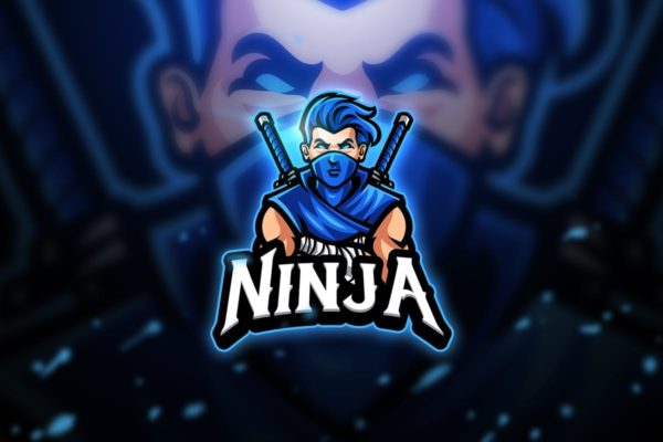 双刀忍者电子竞技队徽Logo设计模板精选 Ninja – Mascot & Esport Logo