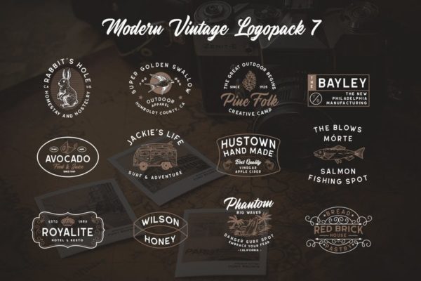 复古图形文字风格Logo设计模板汇总07 Modern Vintage Logopack 07