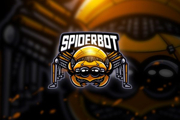 蜘蛛机器人电子竞技战队队徽Logo设计模板精选 Spiderbot – Mascot & Esport Logo
