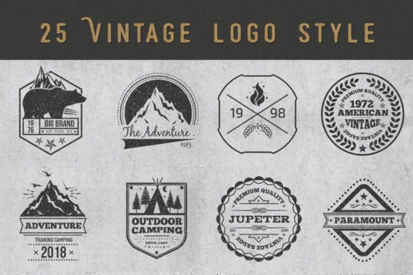 复古风格矢量徽章&Logo设计模板精选 Vintage Style Badges and Logos