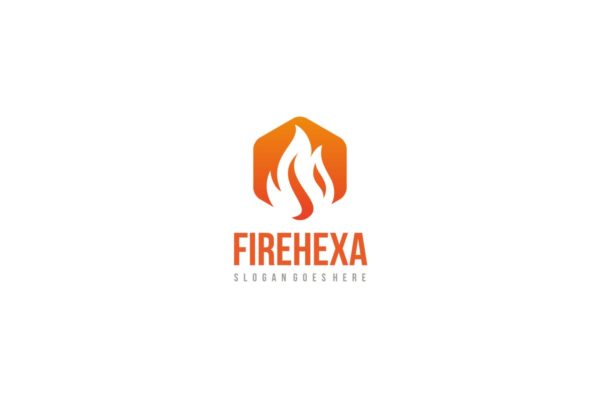 六边形火焰企业创意Logo设计模板 Fire Hexagon Logo